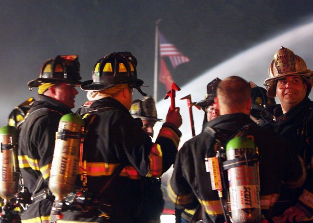 FAS TEAM STANDS BY AT FIRE IN MOHEGAN. Photo Courtesy Frank Becerra